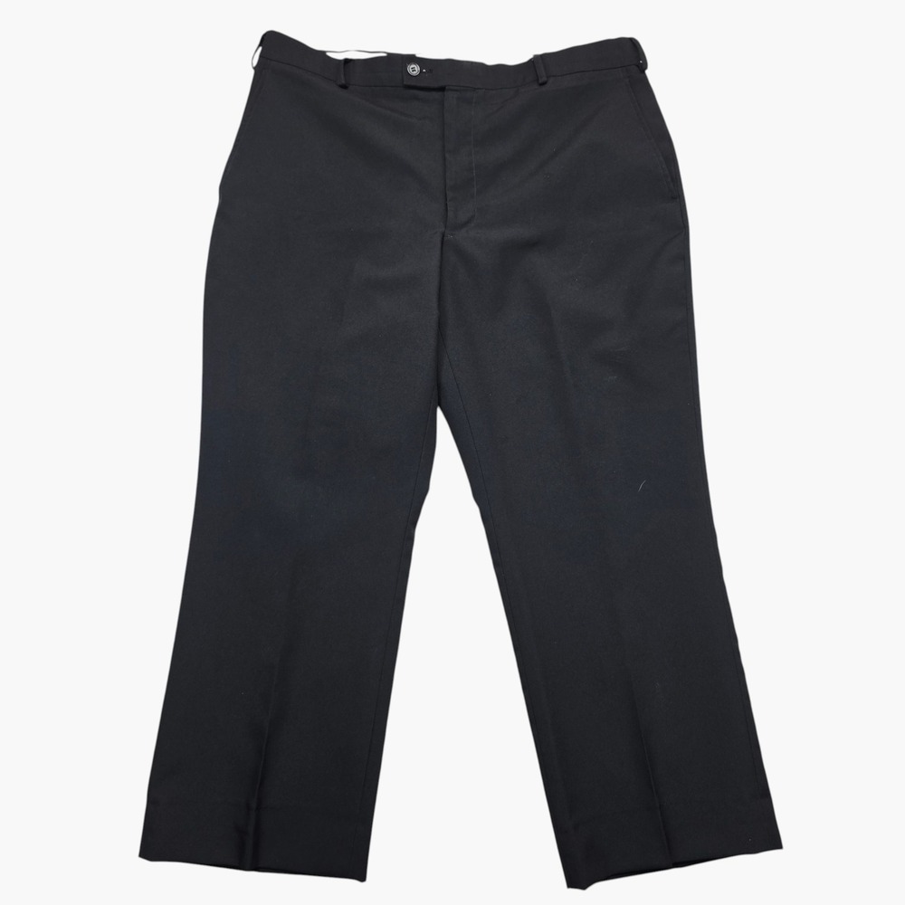 Haband Mens Black Dress Pants Flat Front Straight Leg Trousers 37x28